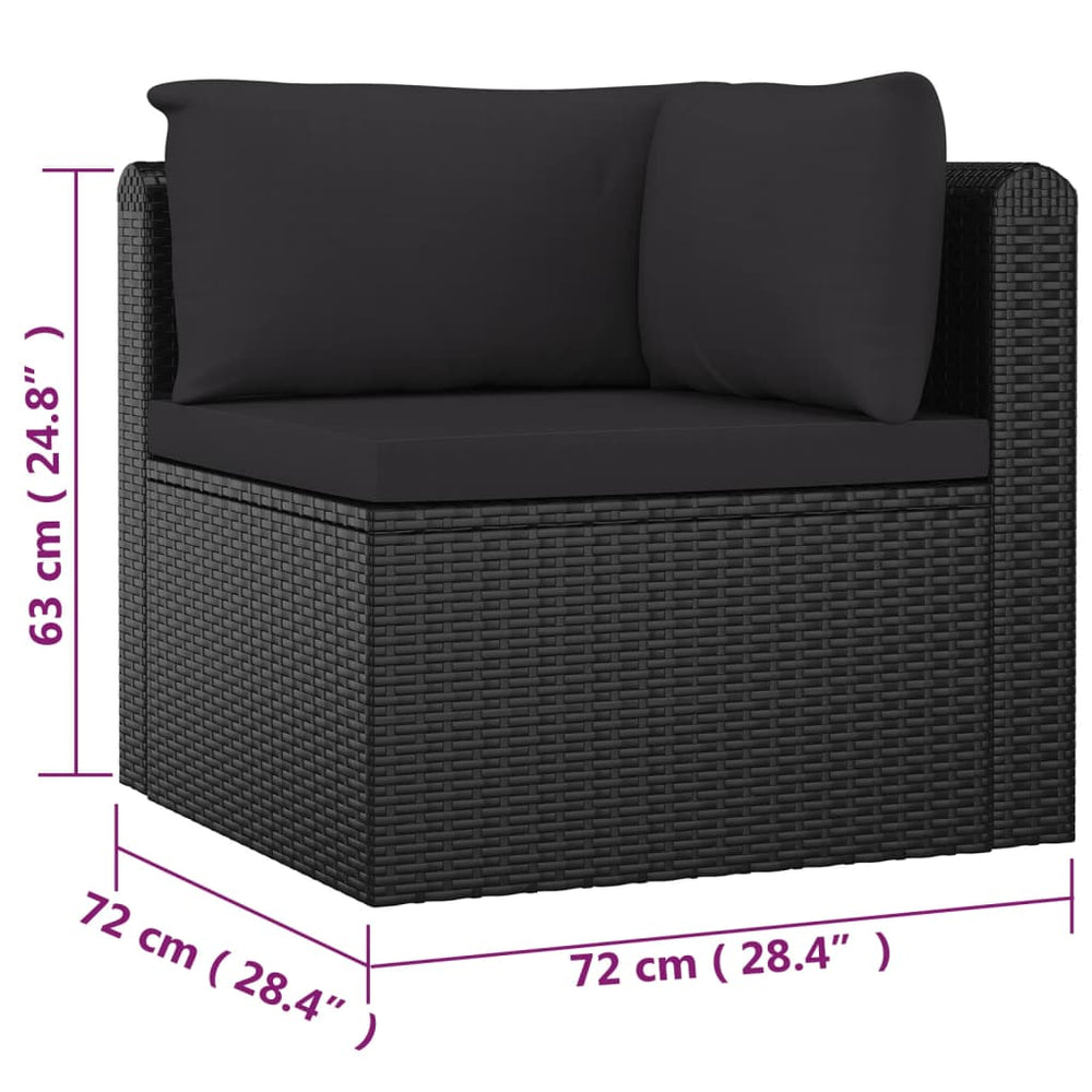 7-delige Loungeset met kussens poly rattan zwart MeubelReus