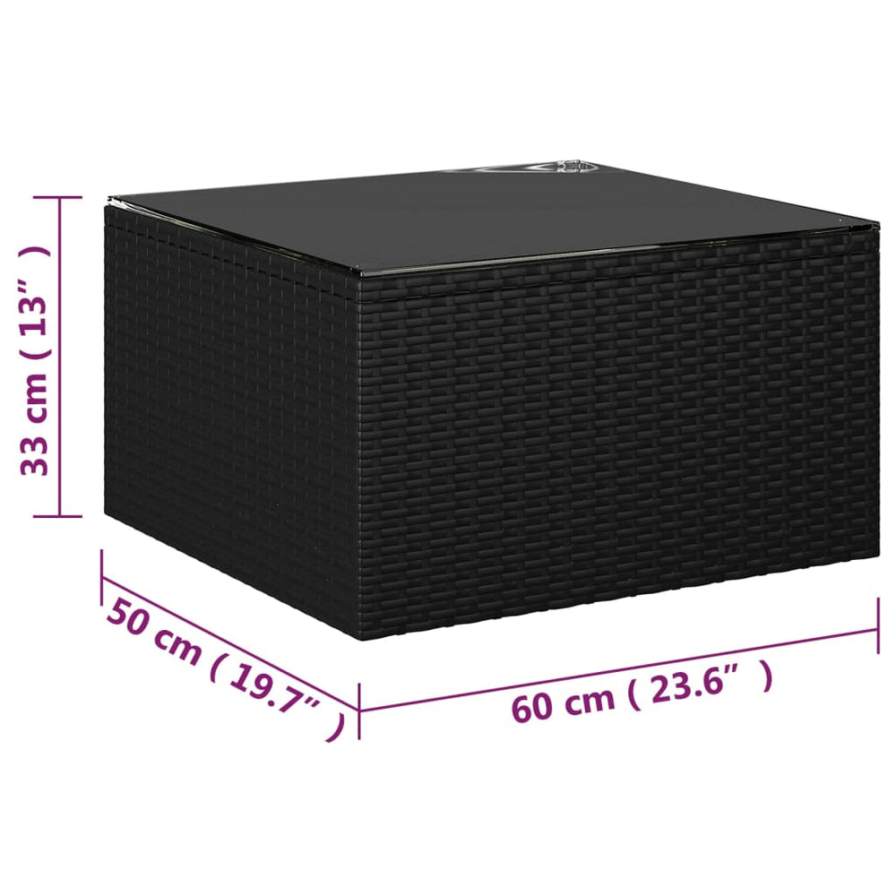 7-delige Loungeset met kussens poly rattan zwart MeubelReus