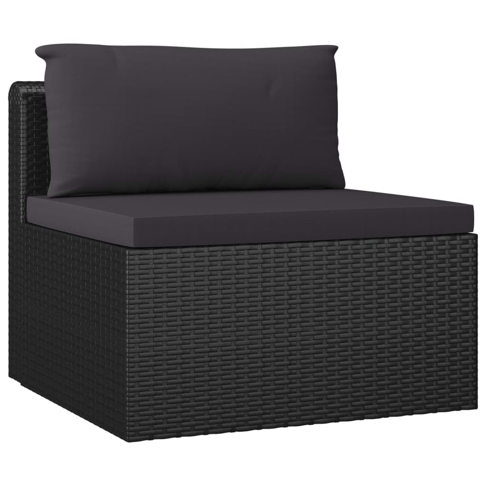 7-delige Loungeset met kussens poly rattan zwart MeubelReus