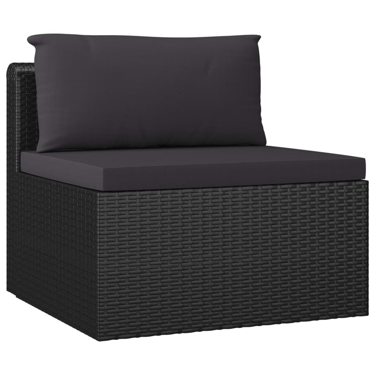 7-delige Loungeset met kussens poly rattan zwart MeubelReus