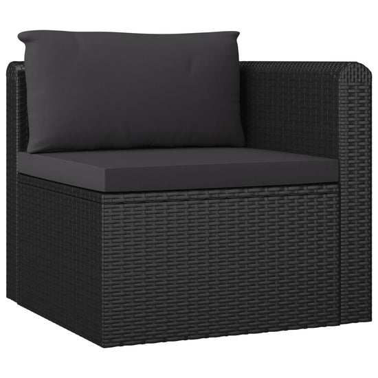 7-delige Loungeset met kussens poly rattan zwart MeubelReus