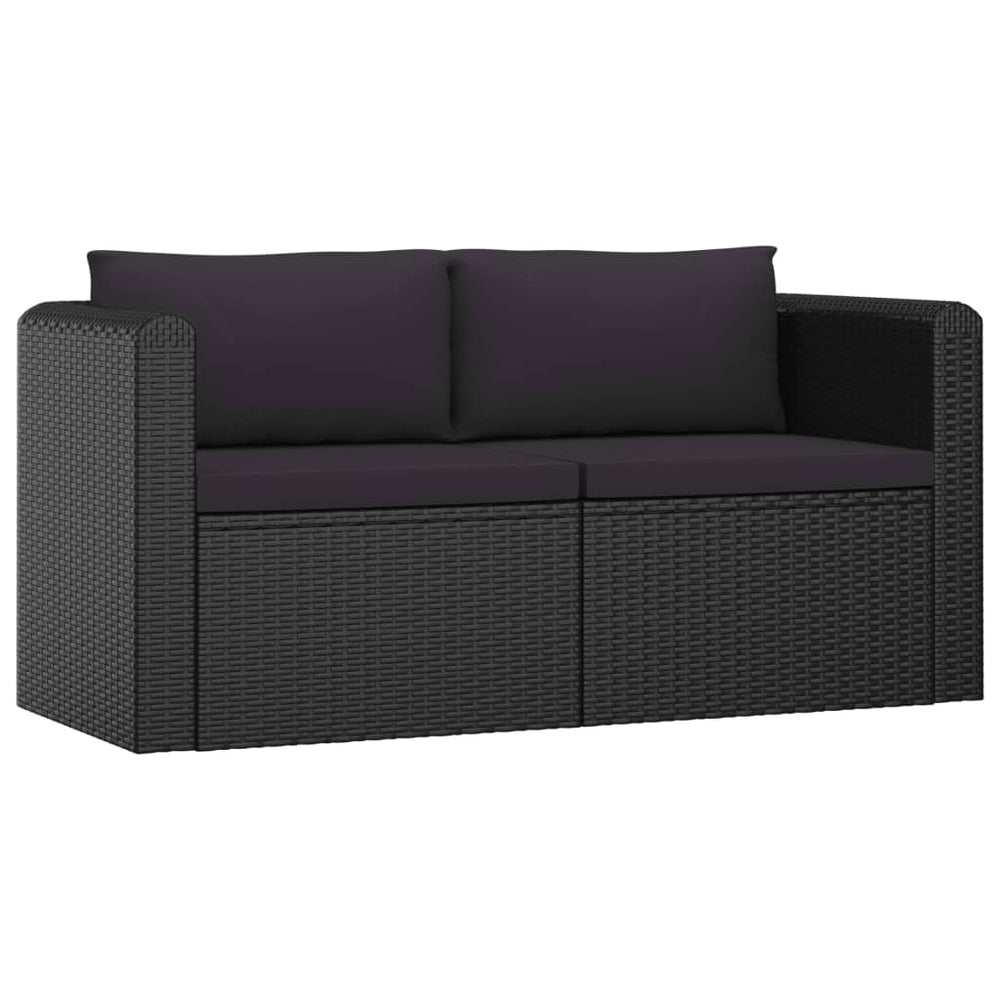 7-delige Loungeset met kussens poly rattan zwart MeubelReus