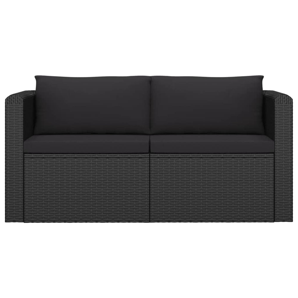 7-delige Loungeset met kussens poly rattan zwart MeubelReus