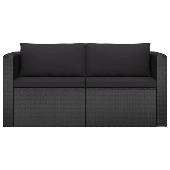 7-delige Loungeset met kussens poly rattan zwart MeubelReus