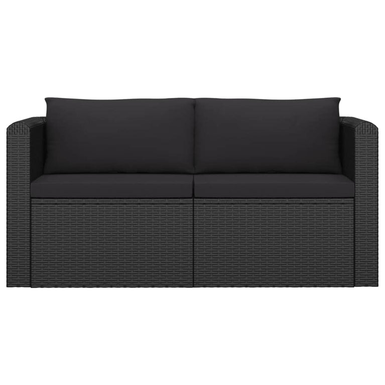 7-delige Loungeset met kussens poly rattan zwart MeubelReus