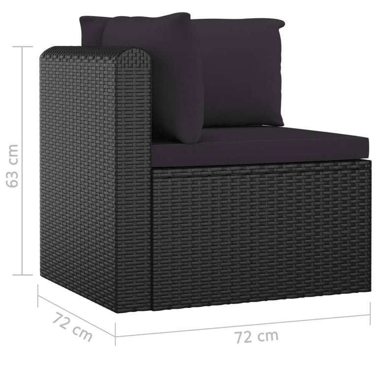 7-delige Loungeset met kussens poly rattan zwart MeubelReus
