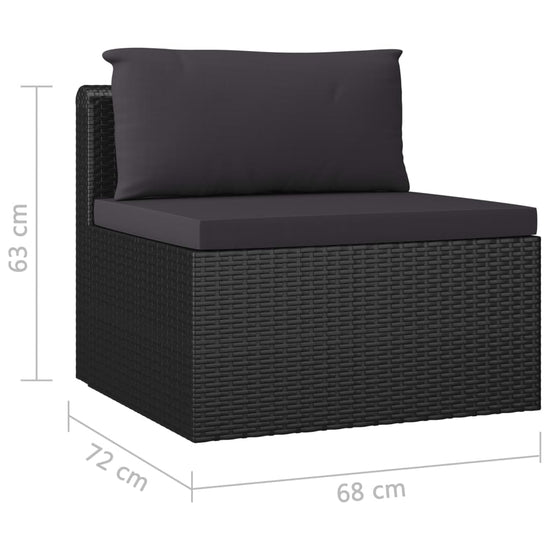 7-delige Loungeset met kussens poly rattan zwart MeubelReus