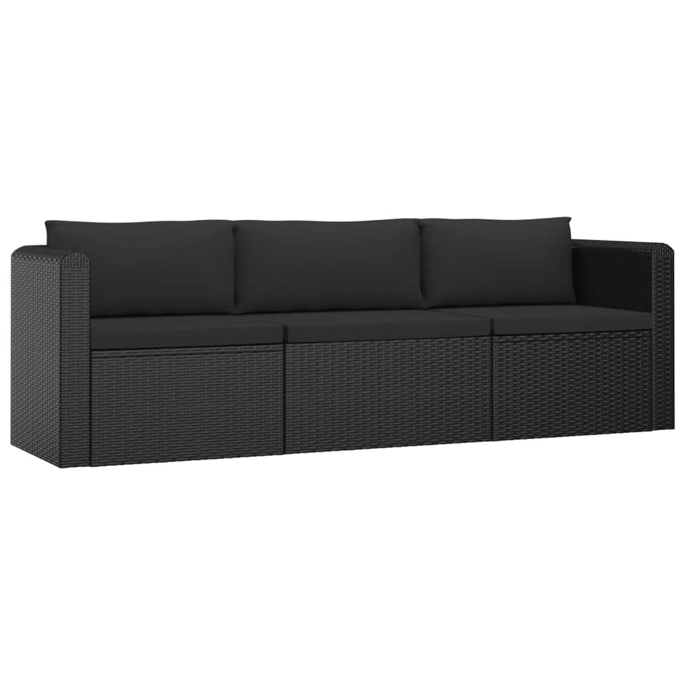 8-delige Loungeset met kussens poly rattan zwart MeubelReus