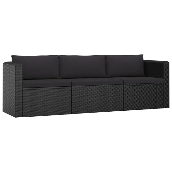 8-delige Loungeset met kussens poly rattan zwart MeubelReus