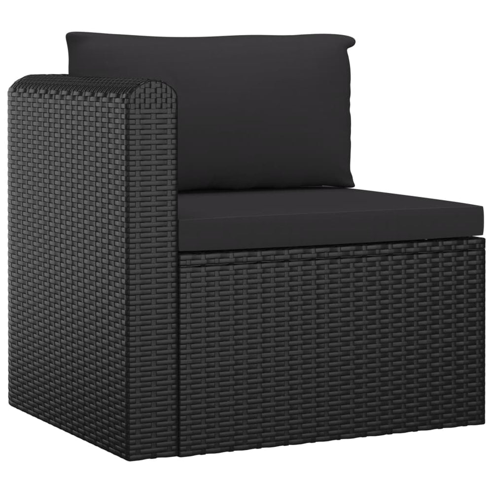 8-delige Loungeset met kussens poly rattan zwart MeubelReus