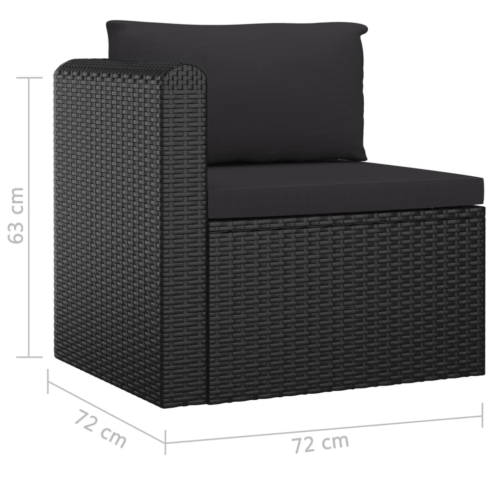 8-delige Loungeset met kussens poly rattan zwart MeubelReus
