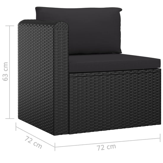 8-delige Loungeset met kussens poly rattan zwart MeubelReus