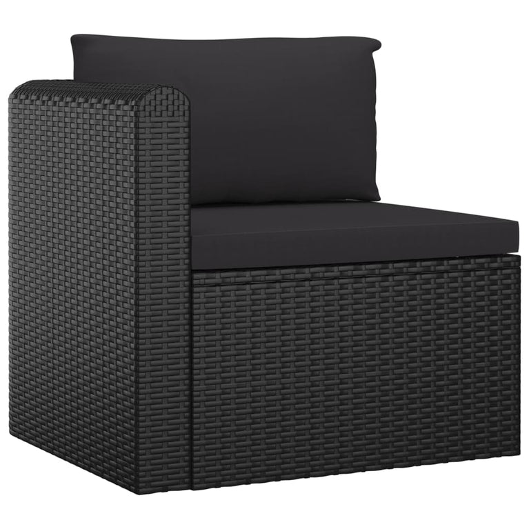 9-delige Loungeset met kussens poly rattan zwart MeubelReus