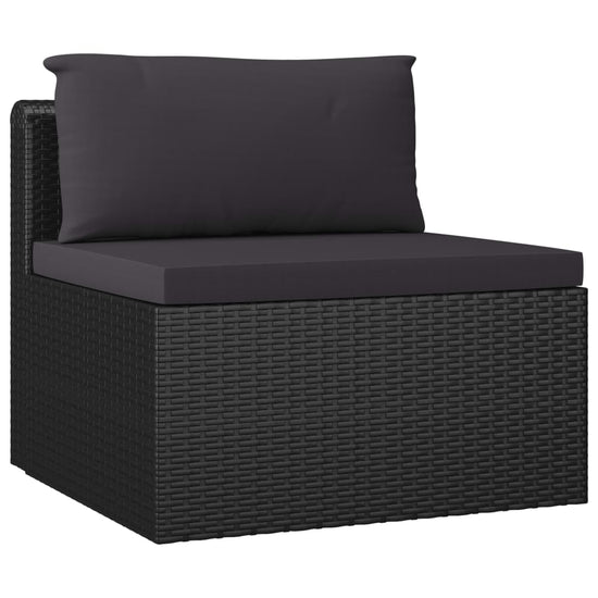 9-delige Loungeset met kussens poly rattan zwart MeubelReus