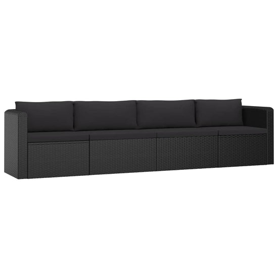 9-delige Loungeset met kussens poly rattan zwart MeubelReus