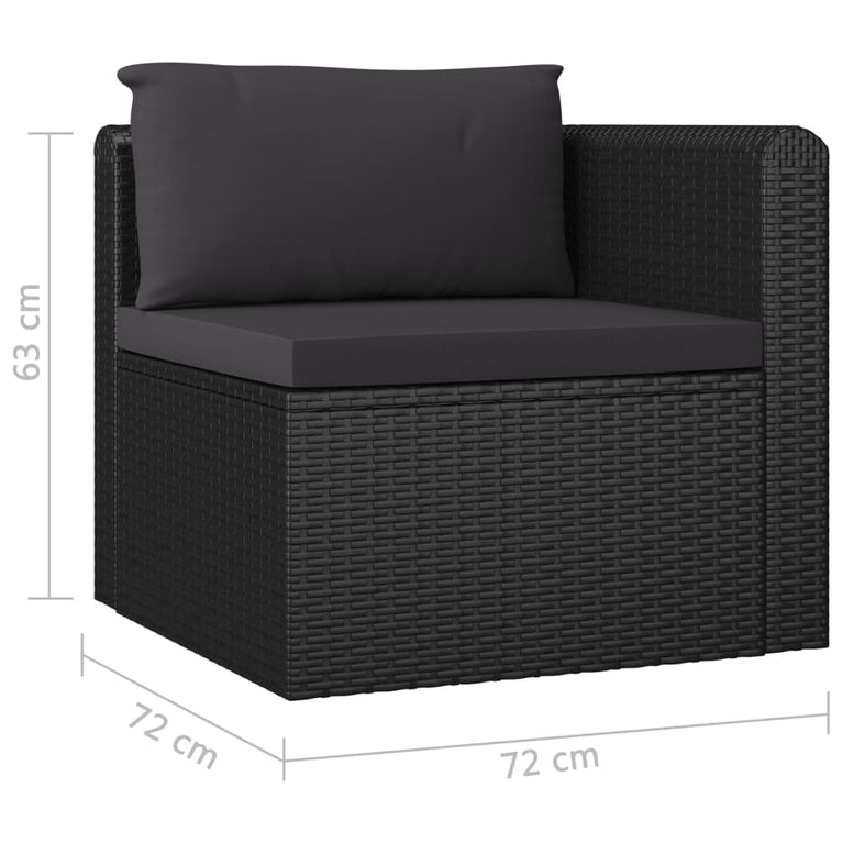 9-delige Loungeset met kussens poly rattan zwart MeubelReus