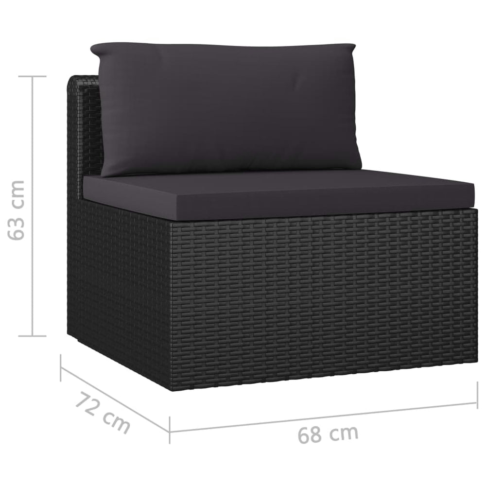 9-delige Loungeset met kussens poly rattan zwart MeubelReus
