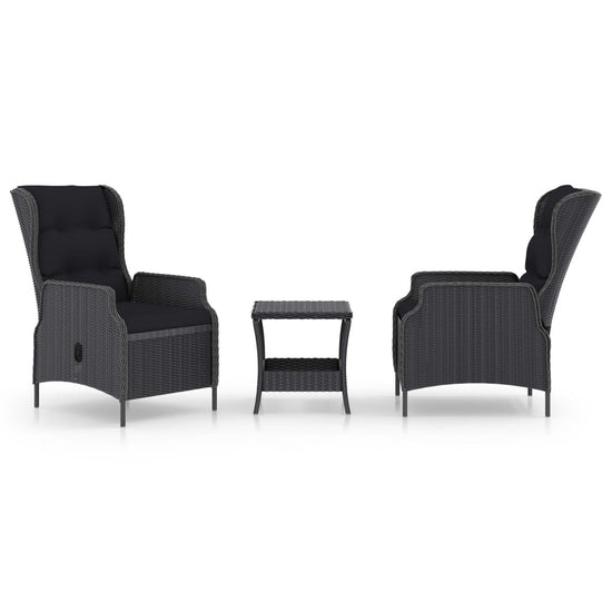 3-delige Loungeset met kussens poly rattan donkergrijs MeubelReus