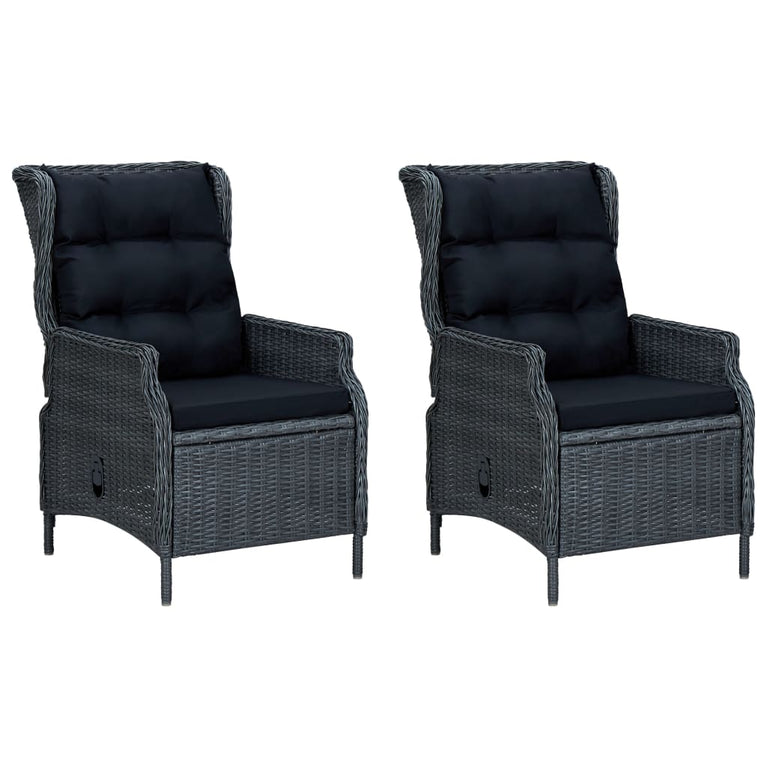 3-delige Loungeset met kussens poly rattan donkergrijs MeubelReus
