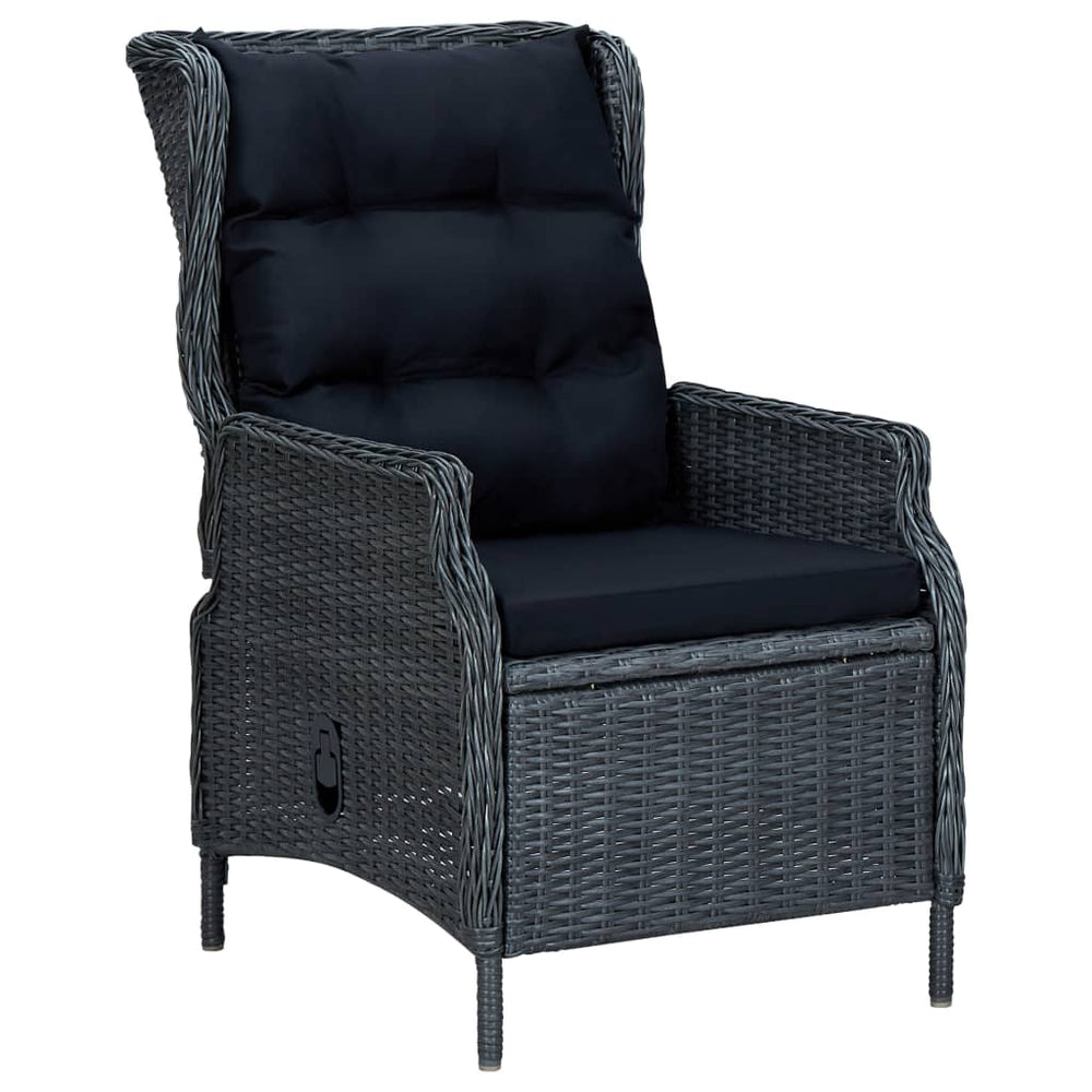 3-delige Loungeset met kussens poly rattan donkergrijs MeubelReus