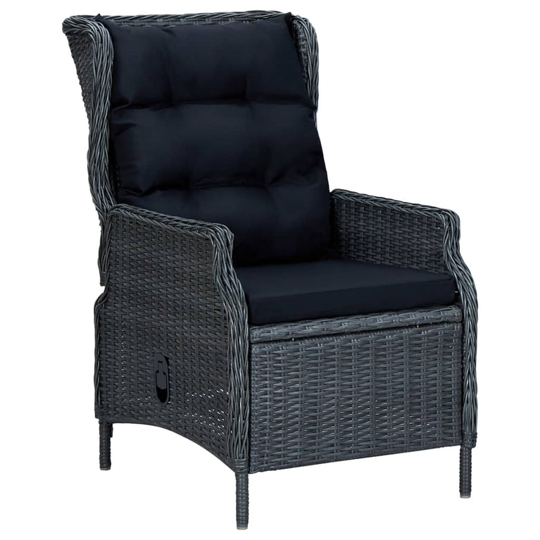 3-delige Loungeset met kussens poly rattan donkergrijs MeubelReus