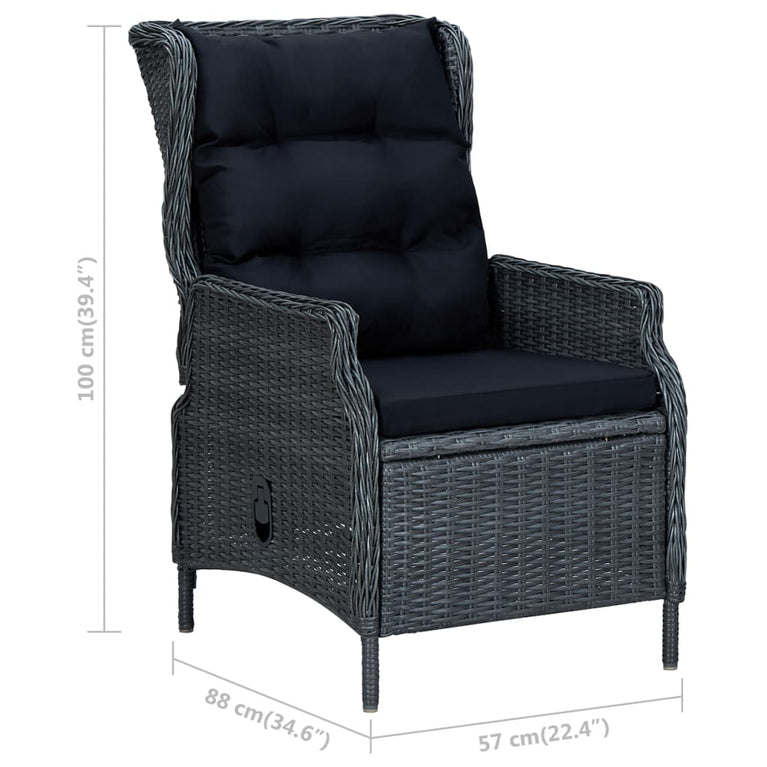 3-delige Loungeset met kussens poly rattan donkergrijs MeubelReus