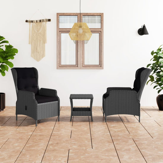 3-delige Loungeset met kussens poly rattan donkergrijs MeubelReus