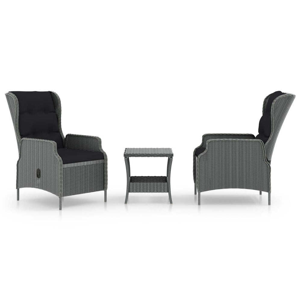 3-delige Loungeset met kussens poly rattan lichtgrijs MeubelReus