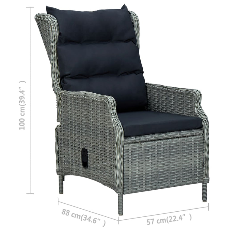 3-delige Loungeset met kussens poly rattan lichtgrijs MeubelReus