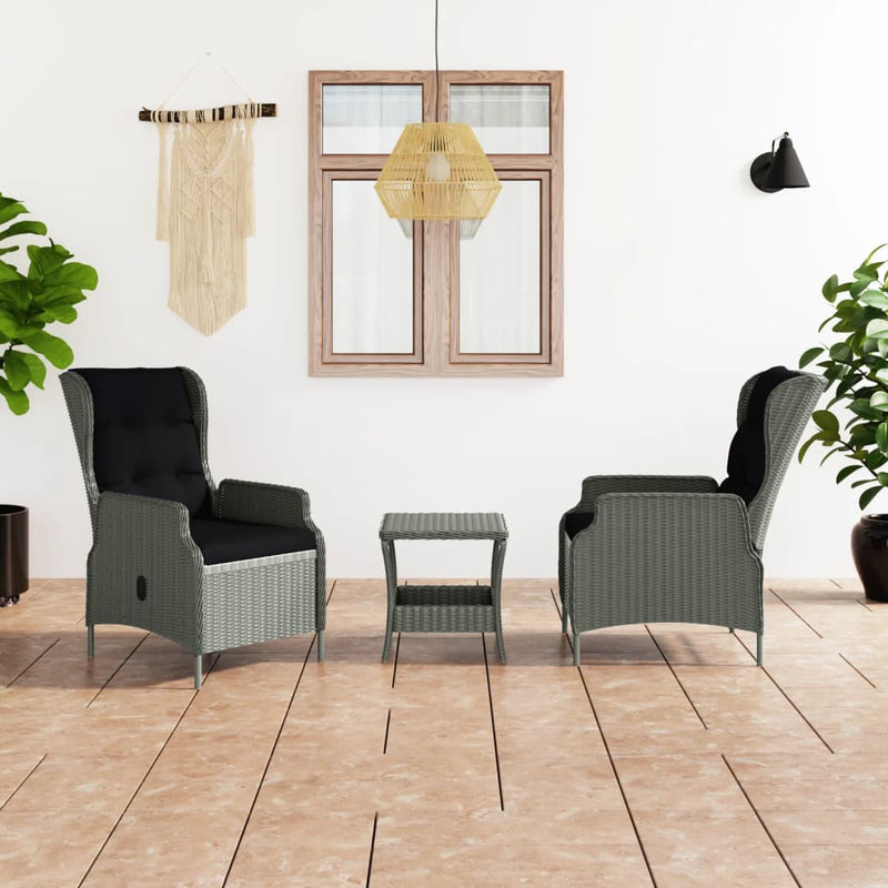 3-delige Loungeset met kussens poly rattan lichtgrijs MeubelReus