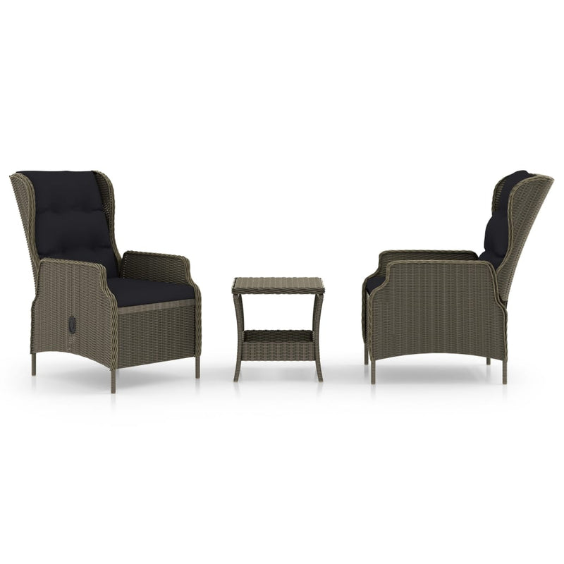 3-delige Loungeset met kussens poly rattan bruin MeubelReus