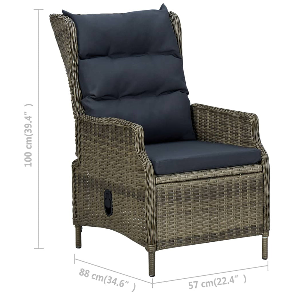 3-delige Loungeset met kussens poly rattan bruin MeubelReus