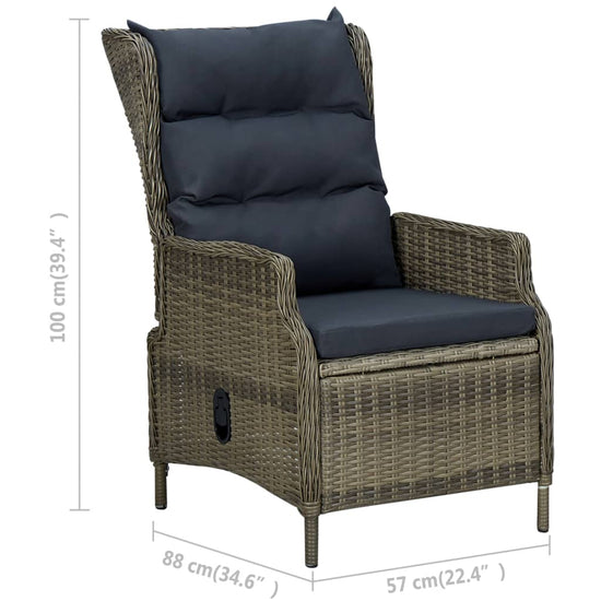 3-delige Loungeset met kussens poly rattan bruin MeubelReus