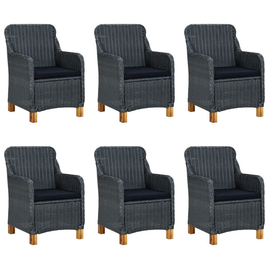 7-delige Tuinset met kussens poly rattan donkergrijs MeubelReus