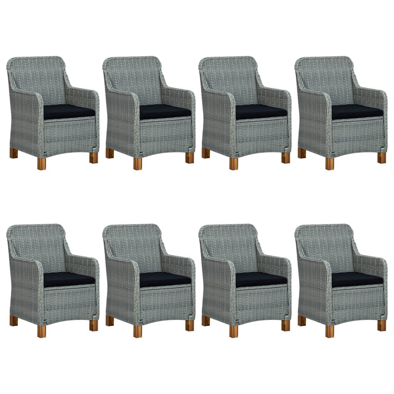 9-delige Tuinset met kussens poly rattan lichtgrijs MeubelReus