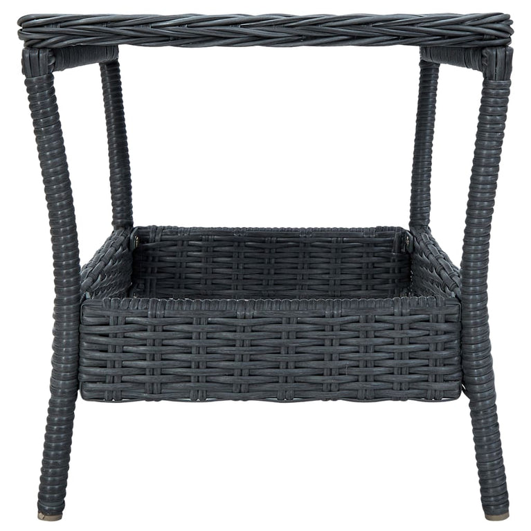 3-delige Loungeset met kussens poly rattan donkergrijs MeubelReus