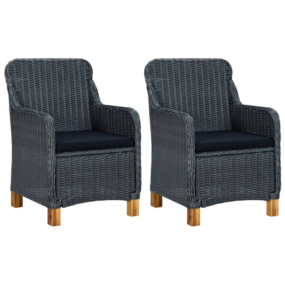 3-delige Loungeset met kussens poly rattan donkergrijs MeubelReus