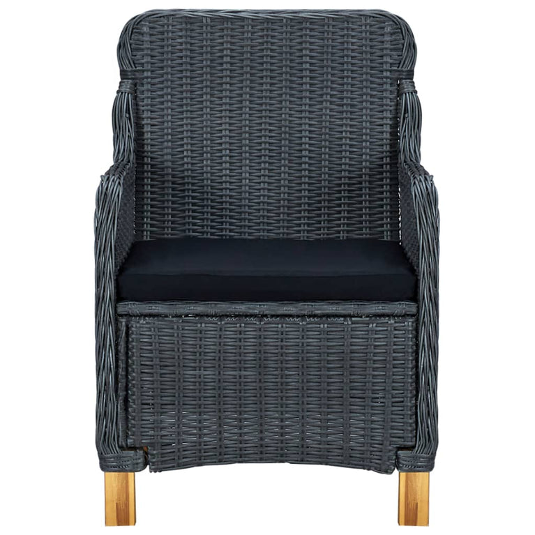 3-delige Loungeset met kussens poly rattan donkergrijs MeubelReus