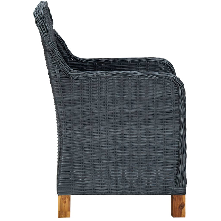 3-delige Loungeset met kussens poly rattan donkergrijs MeubelReus