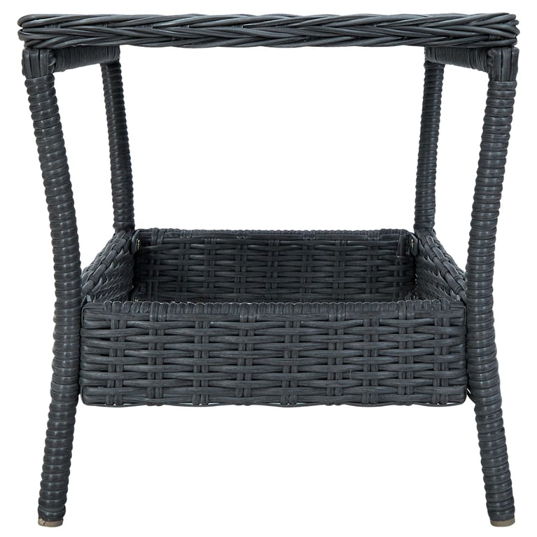 3-delige Loungeset met kussens poly rattan donkergrijs MeubelReus
