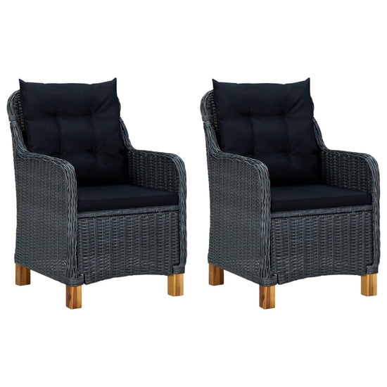 3-delige Loungeset met kussens poly rattan donkergrijs MeubelReus