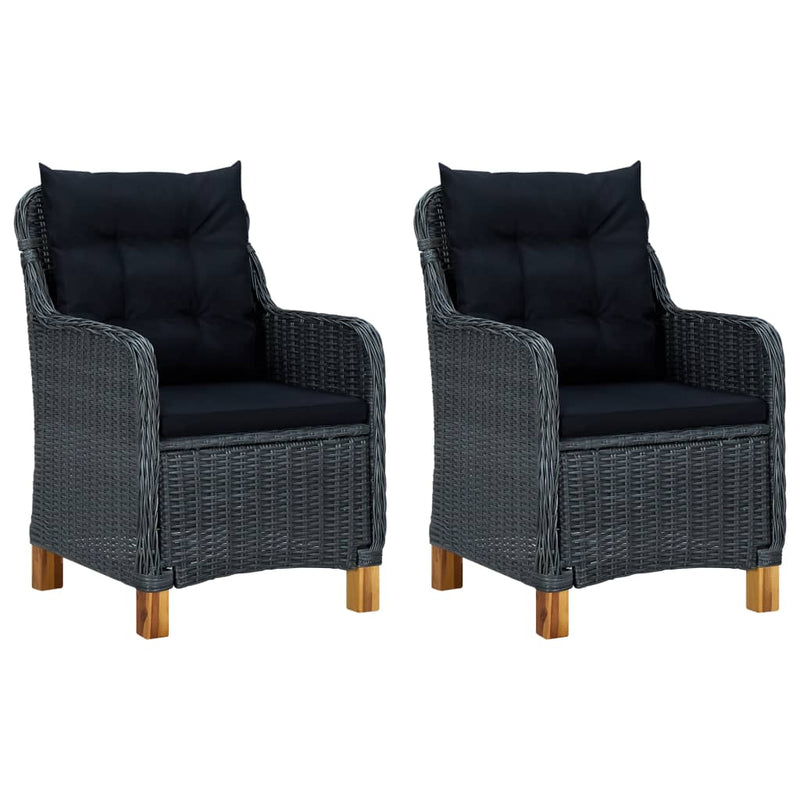 3-delige Loungeset met kussens poly rattan donkergrijs MeubelReus