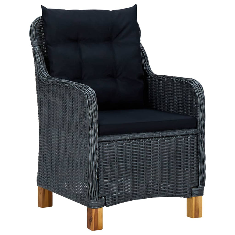 3-delige Loungeset met kussens poly rattan donkergrijs MeubelReus