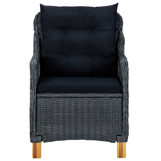 3-delige Loungeset met kussens poly rattan donkergrijs MeubelReus