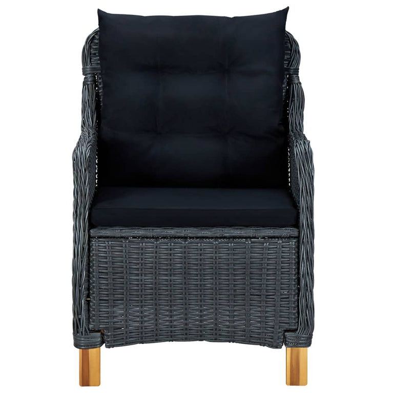 3-delige Loungeset met kussens poly rattan donkergrijs MeubelReus