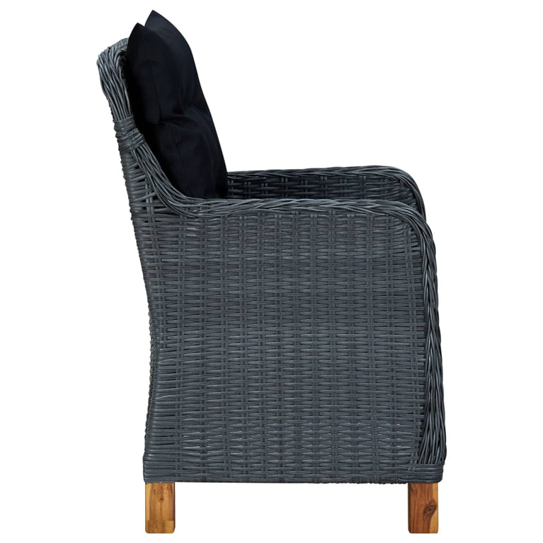 3-delige Loungeset met kussens poly rattan donkergrijs MeubelReus