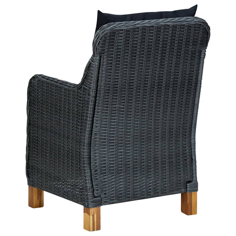 3-delige Loungeset met kussens poly rattan donkergrijs MeubelReus