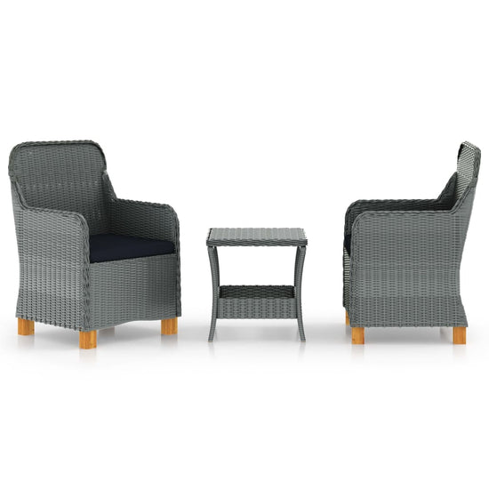 3-delige Loungeset met kussens poly rattan lichtgrijs MeubelReus