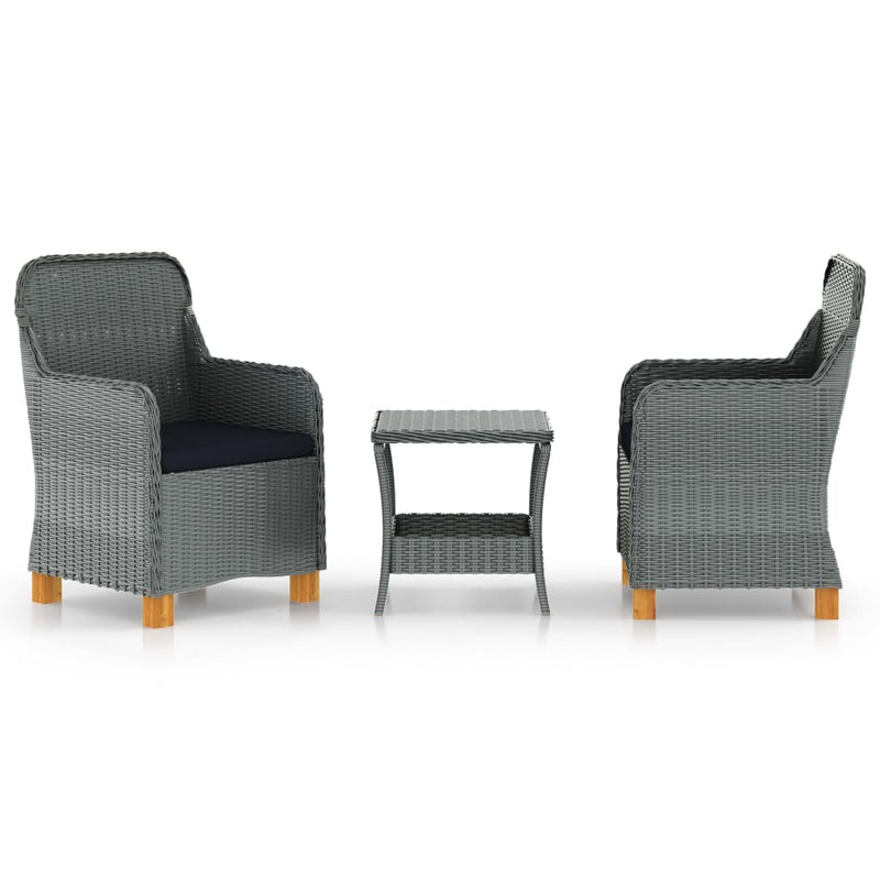 3-delige Loungeset met kussens poly rattan lichtgrijs MeubelReus