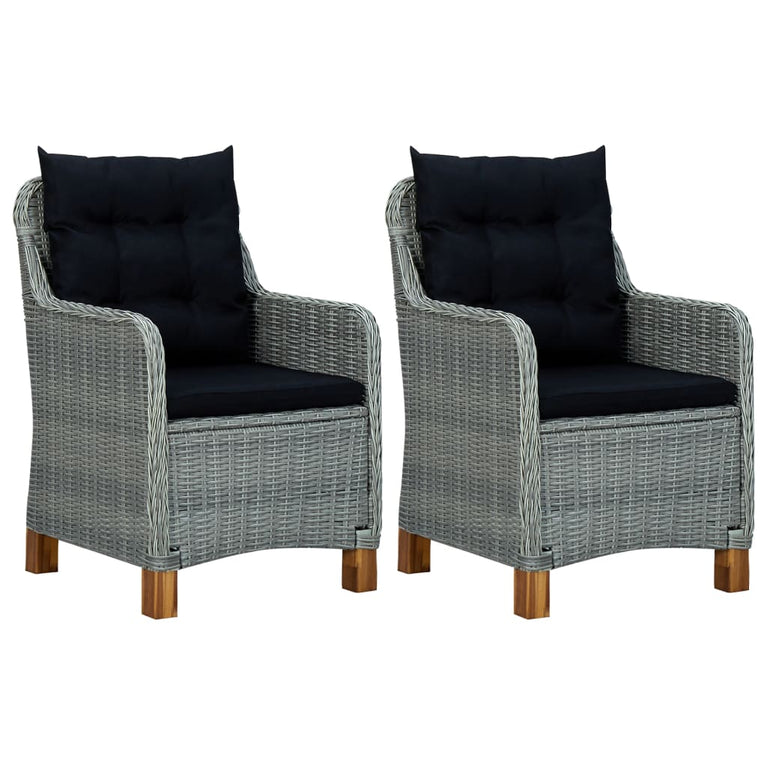 3-delige Loungeset met kussens poly rattan lichtgrijs MeubelReus